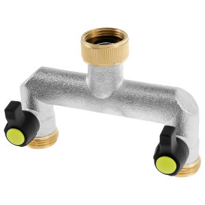 3/4 นิ้ว 2 Way Hose Splitter สังกะสีอัลลอยด์ Garden Hose Splitter กันสนิมท่อ Connector Splitter สําหรับสวนกลางแจ้งการดูแลสนามหญ้า