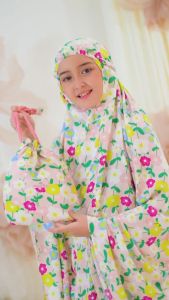 Mukena Anak Resleting Dagu Nadine 2in1 Rayon Viscose