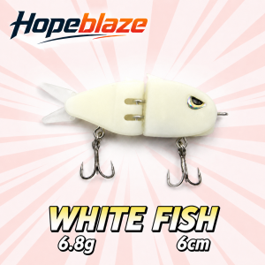 Hopeblaze White Fish Jointed Swimbait 6cm 6.8g Deep Water Hard Bait Replaceable Soft Tail Trout Bass Fishing Lure