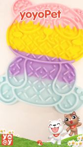 yoyopet : แผ่นซิลิโคน ชามอาหารสัตว์เลี้ยง รูปน้องหมี น่ารัก ลดการกินไว ชามฝึกกินช้า กันมูมมาม สุนัขและแมว