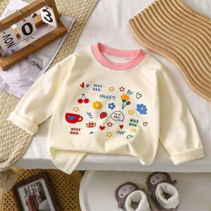 Pure Cotton Long Sleeve T-Shirt for Children Baby Boys Girls Spring Autumn Base Layer Shirt Kids Clothes Baby Clothes