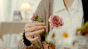 Robotime Rowood DIY Pink Carnation 3D Wooden Puzzle (TW051) Wooden Flower Puzzle