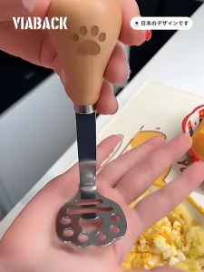 Stainless Steel Mud Presser with Wooden Handle Durable Home Kitchen Tool for Mashed Sweet Potato Will Not Bend Can Stand