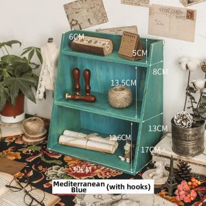 Retro Wall-mounted Wooden Desktop Cosmetics Organizer