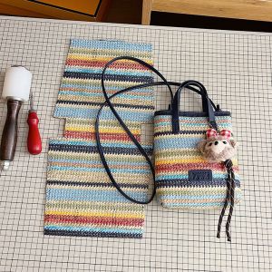 Bohemian Style Woven Beach Bag Mobile Phone Bag Single Shoulder Slant Cross DIY Handmade Material Bag New City Simple Style