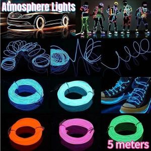 LED Neon Rope Tube Slit Light Home Decor Dance Party Car EL Cool Light Decor Atmosphere Light Strip 5M