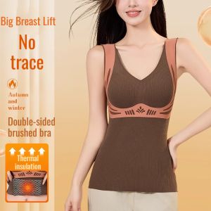 🔥Bra Free Bottoming🔥Warm Cashmere Vest Vest Far Infrared Patch Warming Warmth Outdoor Locking Warmth/Womens Warm Undershirt with Bra Pads/Inner Warm Undershirt