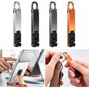 Universal Phone Stand Colorful Triangular Phone Holder with Keychain Versatile Orientation Compact and Portable Accessory Smartphone Back Stand