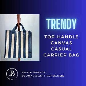 Elegant Striped Canvas Tote Bag with Top Handle for Women