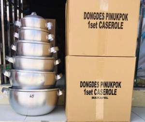 1 SET DONGDES PINUKPUK ALUMINUM CASSEROLE SET SIZE 20CM/ 18CM./16CM/ 14CM /12CM 10CM HIGH QUALITY