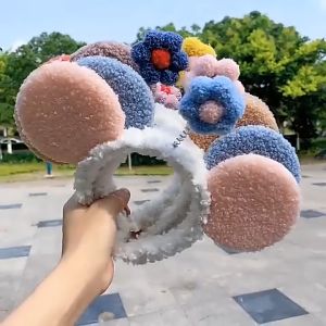 Cài Tóc Tai Gấu Đính Hoa Xinh Xắn Phong Cách Hàn Quốc Cho Nữ