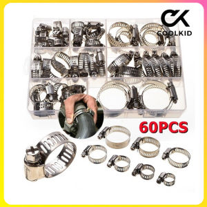 60pcs Boxed 304 Stainless Steel American Style Hose Clamps Set for Oil Pipes