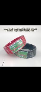 KABEL LISTRIK TEMBAGA  kabel nya 1.5mm2 RAMAI 50 YARD warna hitam dan merah tembaga tunggal