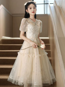Champagne Color Evening Gown Elegant High-end Lightweight Princess School Formal Dress Adult Ceremony Ball Gown A-line Skirt