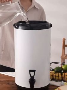 HANA Stainless Steel Water Dispenser 8 Litre Portable Hot Cold Drink Container Coffee Milk Tea Bucket Barrel Kitchen Dining