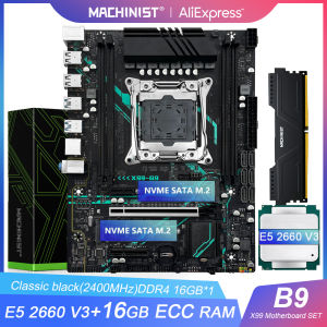 MACHINIST X99 Motherboard B9 LGA2011-3 Set + Intel Xeon E5 2660 V3 CPU Processor + DDR4 16GB 2400mhz Memory NVME M.2 for Desktop