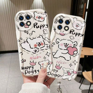 OnePlus Ace3 Pro Cute Line Dog Silicone Protective Case Racing Edition with Airbag Creative Bracelet for Oneplus 12 Series Mobile Phone