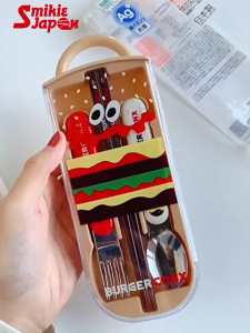 Skater Burger Conx Kids Đơn vị đũa Obento hộp kín 3p túi ăn trưa cho trường học