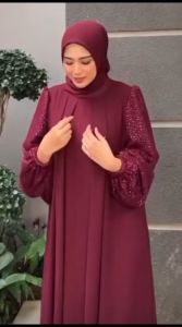 Baju Gamis Polos Wanita Dewasa Terbaru Bonita Dress Bahan Ceruty Full Furing