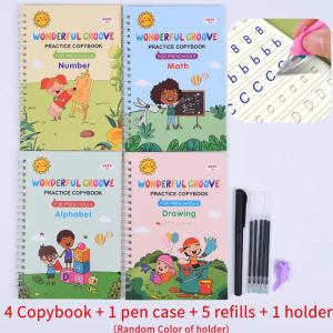 English Copybook Set for Kids: Magic Pen Included! 4 Copybooks 1 Pen Case 5 Refills - Ideal for Early Learning Skills Effortle