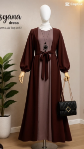 Isyana Dress Wanita Terbaru 2025 Lebaran Gamis Jumbo Bisa Busui Bahan Crinkle Adem Bertali Pinggang Fashion Muslim Kekinian