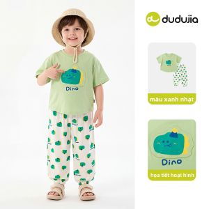 DUDUJIA | Bộ Áo Thun và Quần In Hình Cartoon Mùa Hè Sáng Tạo
