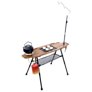 BUZHIHUANGYE | Portable Adjustable Outdoor Table with Tea Tray and Burner