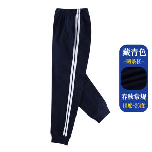 Thickened Fleece Sports Pants for Primary School Students Mid-Tall Children Blue Striped Long Cotton Thin Children Sport Pants