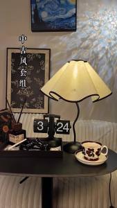 LED Table Lamp Nordic Petal Fabric12W Tricolour Light US/EU For Living Room Home Bedroom Atmosphere Decoration LED Night Light