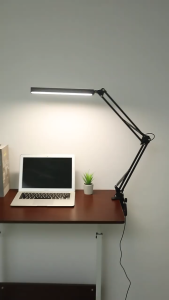 Lampu Baca Meja Belajar Kerja 12W 3 Mode Cahaya Warna 10 Level Terang 1000Lumens USB Power Plug arm White Natural White Cool White (3500–6000K)