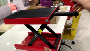 Hydraulic Motorcycle Scissor Lift Jack Stand 2200 lbs Crank Hoist Stand with Saddle Table Hoist Stand Car Lift Crank Lift With Saddle