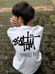 American High Street Vibe Clean Fit Short Sleeve Mens T-shirt Summer Street Style Small Collar Half Sleeve Cotton Tee