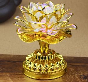 Colorful led lotus lamp Buddha Machine Buddhist supplies of dual-use plug-in battery LED Lotus Flower Romantic Wedding Decorat