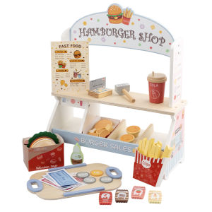 KABEIQI | Wooden Play Store Toy with Burger and Fries Roleplay for Kids