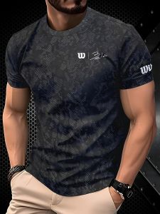 เสื้อยืดผู้ชายใหม่สําหรับฤดูร้อนปี 2025 ชุดกีฬาระบายอากาศเทนนิสแห้งเร็ว
