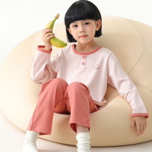 Miiow | Pure Cotton Childrens Sleepwear Long Sleeve Long Pants Home Clothes Set For Boys And Girls Spring Autumn Summer Seasonal Use