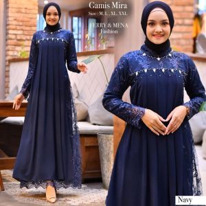 [ADA JUMBO] Gamis Brokat Kondangan Terbaru Dress Bridesmaid Modern Baju Muslim Seragam Keluarga Lebaran Mira