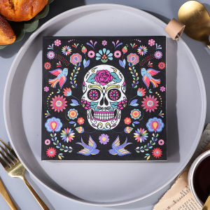 Halloween Printed Napkins Colorful Tablecloths Black Skeleton Hanging Monster Decoration Party Paper Festive Celebration Supplies