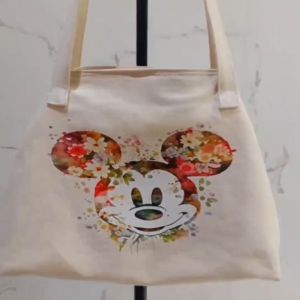 TAS TOTE BAG WANITA PRETTY WOMAN FASHION KEKINIAN KANVAS SELEMPANG GW BANGKOK BKK TAS BAHU GAMBAR MICKY MINI DUCK RESLETING PREMIUM CUSTOM SABLON HARGA GROSIR KONVEKSI TAS PRODUKSI SENDIRI
