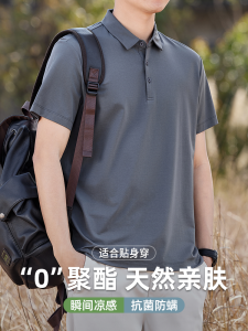 Skin-friendly Modal Ice Silk Polo Shirt Mens Summer Short Sleeve Turn-down Collar T-shirt High-end Solid Color with Collar Top