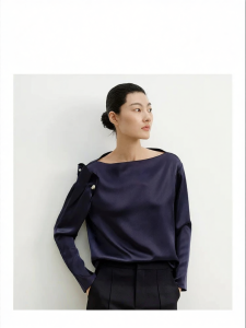 Summer Commuter Styling Dark Blue Acetate Blouse