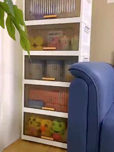 40/48cm Foldable Storage Cabinet Household Plastic Kitchen Cabinet Storage Organizer Almari Dapur