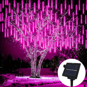 External Solar Lamp 8 Tubes Fairy LED Meteor Shower String Lights Holiday Garden Wedding Party Decoration Solar Garland