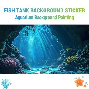 Deep Sea Cave Fish Tank Background Painting Aquarium Background Painting Sticker Front Self-Adhesive Landscape Ornaments