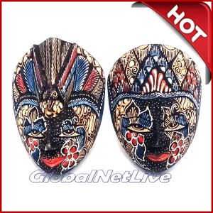 1 Set Topeng wayang Rama Shinta Kayu Batik S13 hiasan dinding