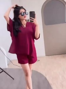 Setelan Wanita crinkle pendek Oneset Nagita Pendek Setelan Nagita Hotpants Crinkle Airflow / Setelan Nina Long pendek / One set Wanita Circle air flow / Setelan baju Wanita kekinian