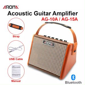 AROMA (AG-15A) 15W Portable Acoustic Guitar Amplifier Bluetooth for Guitar | AG15A Akustik Gitar Amp Murah Original