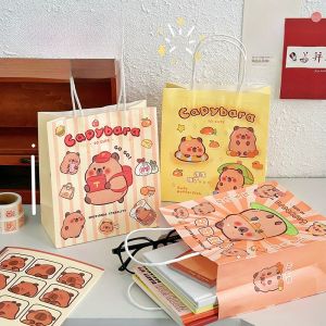 Cute Capybara Gift Bag Handheld Pet Tutoring Bag Creative Paper Bag for Presents Ideal for School Supplies And Business Needs