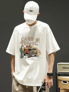 Áo Thun Cotton Nam Tay Ngắn Mùa Hè Phong Cách Mỹ Dày Rộng Rãi Thiết Kế Thời Trang Áo Thun Thường Ngày Thoáng Khí in Chữ Tay Lửng