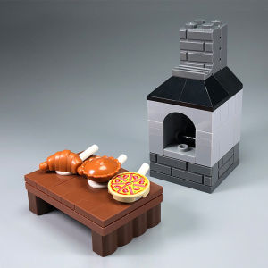 Domestic Small Particle Building Blocks DIY Christmas Scene Toys Bread Pizza Santa Winter Figurine Accessories Creative Assembly Blocks